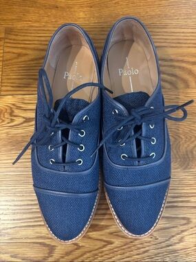 Paolo Navy Textured Lace-Up Loafers